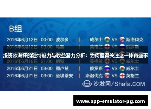 投资欧洲杯的独特魅力与收益潜力分析：为何值得关注这一体育盛事
